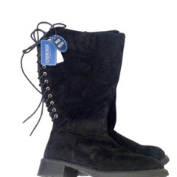 Cherokee Women's Black Tall Lace Up Boot Size 6 Wide - Picture 1 of 4